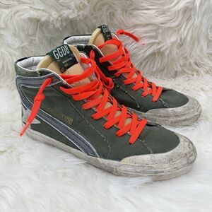 GOLDEN GOOSE Men Slide High Top Penstar Classic size 42 Green/Orange